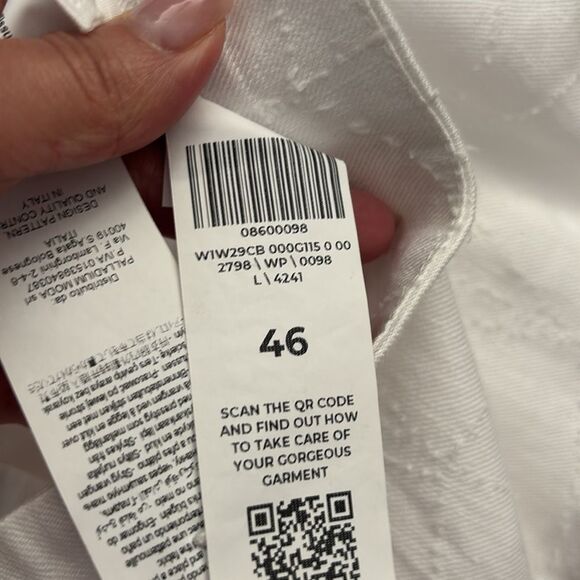 120% lino White Wide-Leg Pants, L - Picture 7 of 8